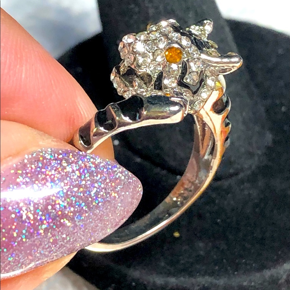Cute tiger ring with yellow eye-stamped 925